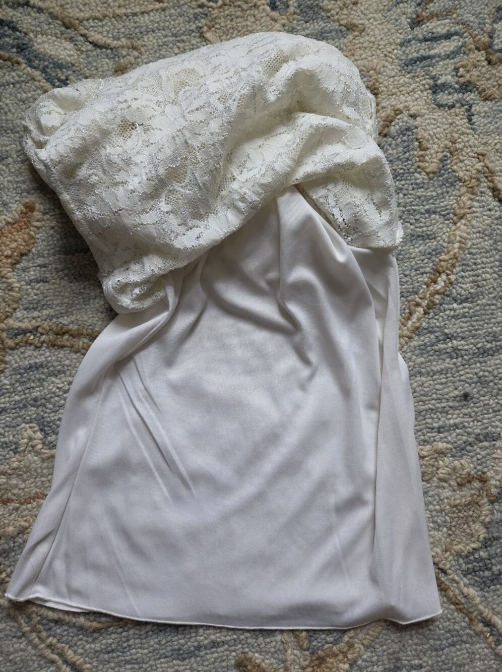 Vintage Y2K Wrapper Cream Lace 3/4 Sleeve Top - Picture 9 of 10